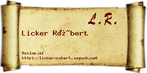 Licker Róbert névjegykártya